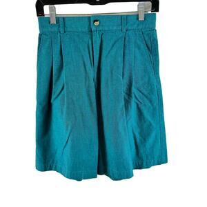 Vintage Pin Hi Arrow Teal Green High Waisted Cotton‎ Lightweight Golf Shorts 10